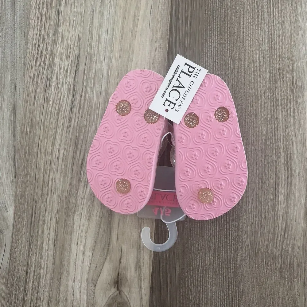 Children's Place Flip Flops Size 4/5 Unicorn Glitter Strap NWT